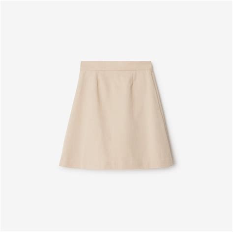 Pleated Cotton Blend Skirt in Pale stone .